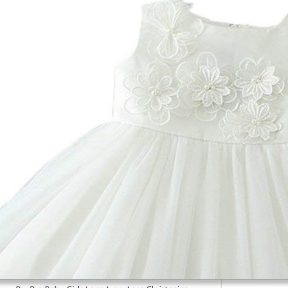 Newborn Girls Embroidered Flowers Christening Gown